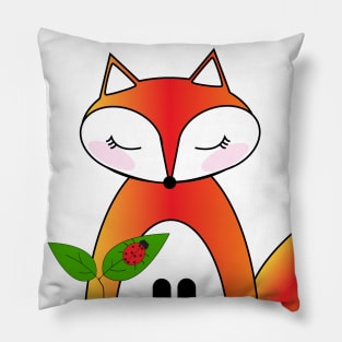 Grey's Shy Fox with Ladybug Lispe Pillow