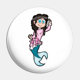 Brunette Mermaid with Pink Outfit Pin