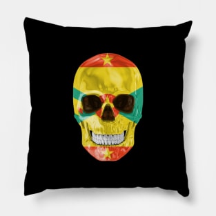 Grenada Flag Skull - Gift for Grenadan With Roots From Grenada Pillow