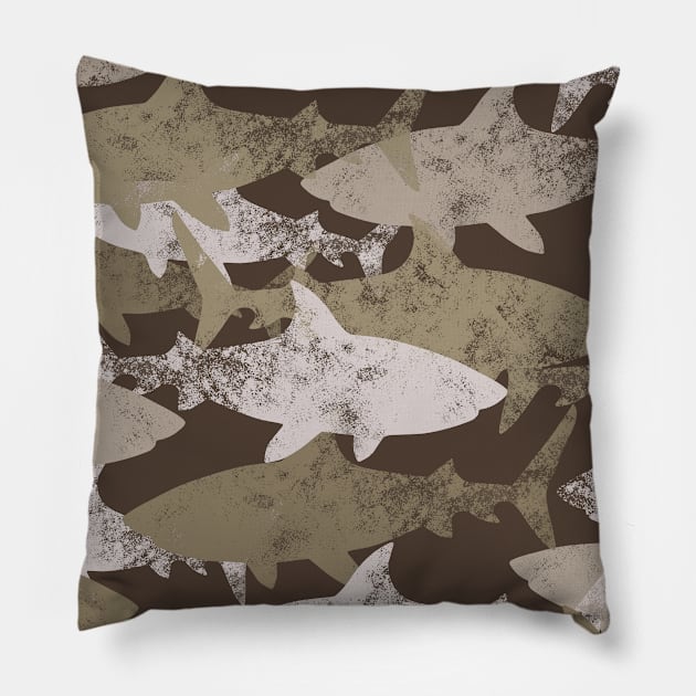 shark pattern vintage Pillow by hatem