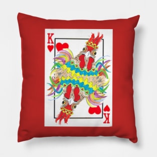 King Of Hearts Rooster playing card Pillow