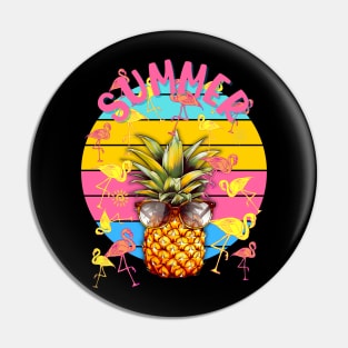 Flamingos and Pineapple Pin