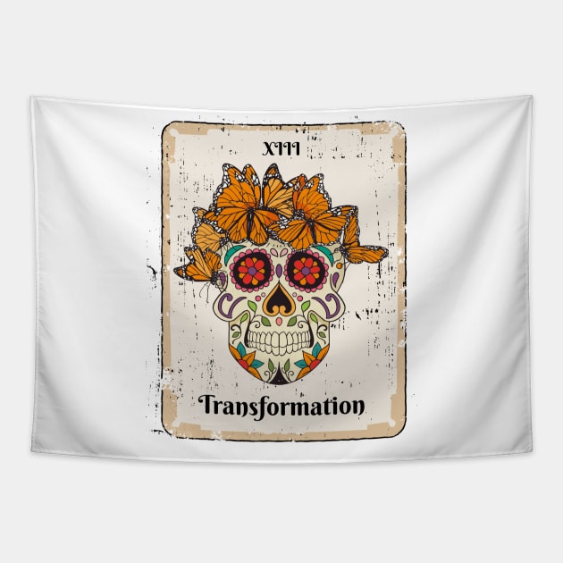 Death and Transformation Tarot Card XIII Tapestry by Apache Sun Moon Rising