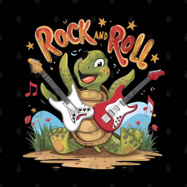 Groovy Turtle Rockstar Rock And Roll by coollooks