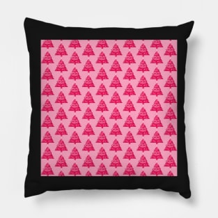 Christmas Tree Pattern Monochromatic Pink Pillow