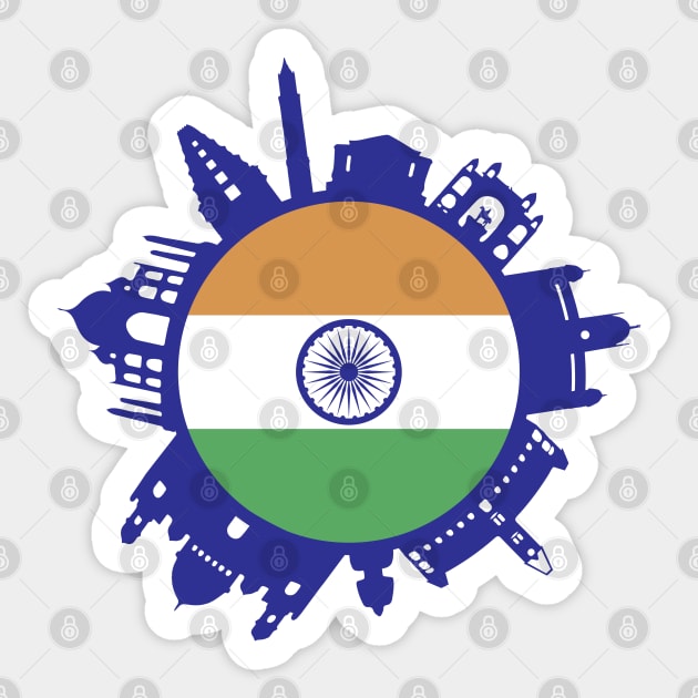 India Skyline India Flag Delhi Mumbai Chennai Kolkata - India - Sticker |  TeePublic
