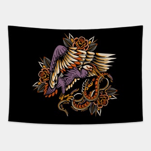 Stork traditional tattoo Tapestry