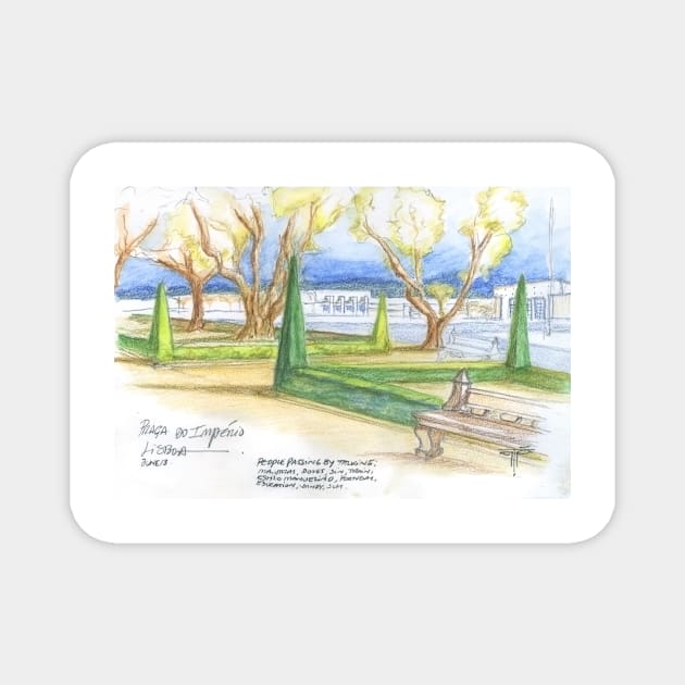 praça do império. lisboa. sketch Magnet by terezadelpilar