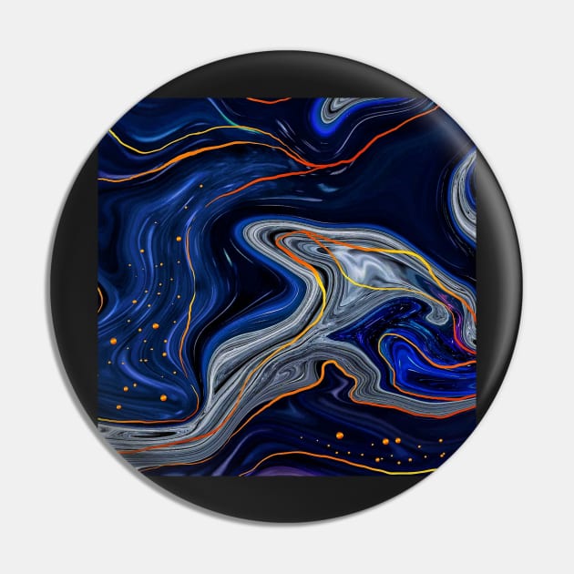 Golden Lines and Dark Bluish Marbling Inkscape Pin by TheSkullArmy