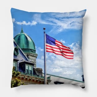 US Naval Academy - Flag Flying Over Tecumseh Court Pillow