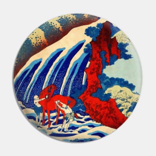 Hokusai Waterfall in Yoshino Japanese painting Pin