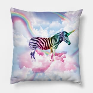 Rainbow Zebra Unicorn Pillow