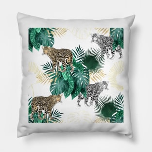 Modern leopard and tropical leaves design Pillow