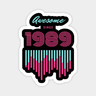 Blue and Pink Retro Birthday Event Magnet