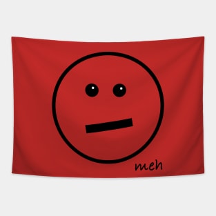 Meh Face - Black on Red Tapestry