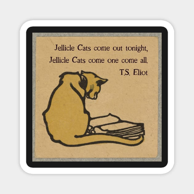 Vintage cat reads TS Eliot Magnet by picsoncotton