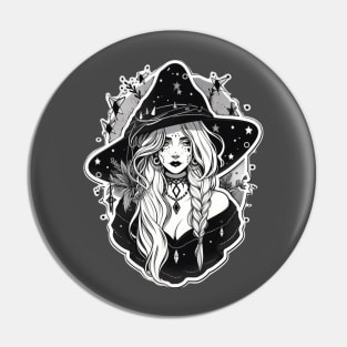 Black and White Gothic Astrology Witch Pin