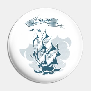 Sail Ship Emblem in Retro style Pin