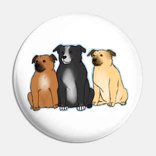 Three Staffies Pin