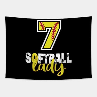 7th Birthday Softball Lady Girl 7 Years Old Softball Lover design Tapestry