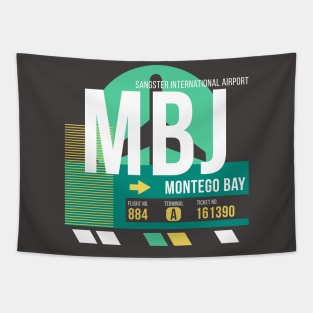 Montego Bay (MBJ) Airport // Retro Sunset Baggage Tag Tapestry