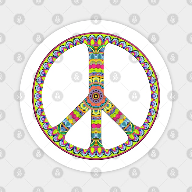 Peace Symbol Mandala Magnet by TinaGraphics