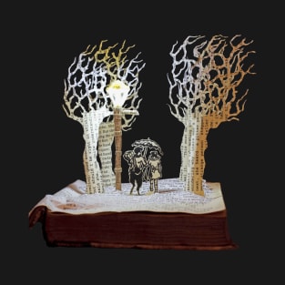 Tumnus and Lucy Narnia book sculpture T-Shirt
