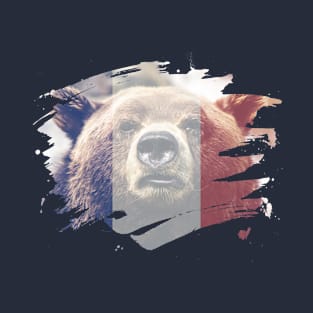 France Flag & Bear - French Pride Design T-Shirt