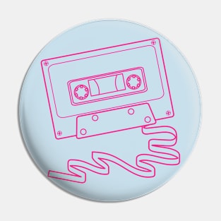 Cassette tape with ribbon in bright pink Pin