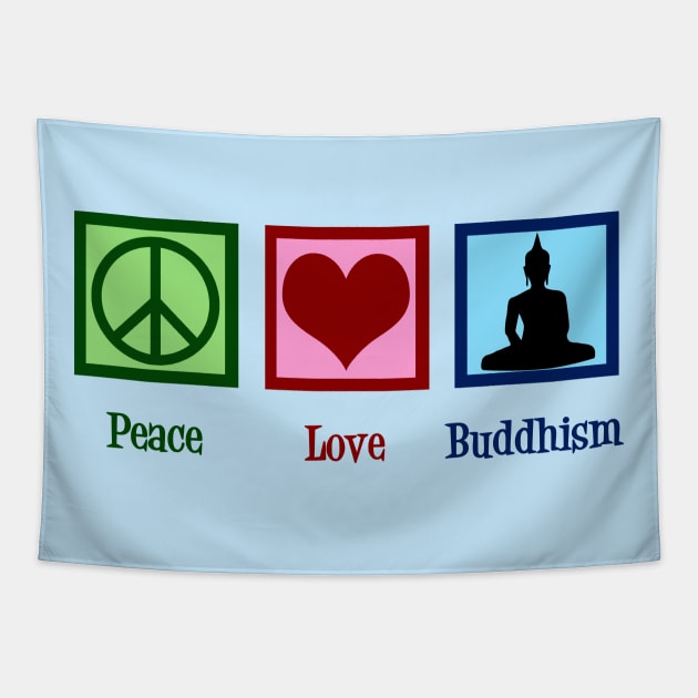 Peace Love Buddhism Tapestry by epiclovedesigns