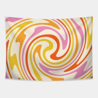 70s Retro Swirl Yellow Pink Color Abstract Tapestry