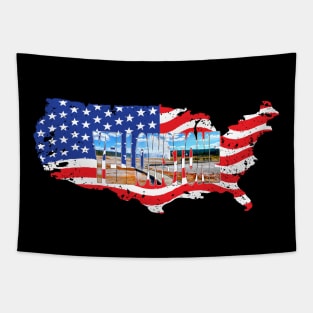 YELLOWSTONE - Old Faithful Geyser - Wyoming USA Flag Tapestry