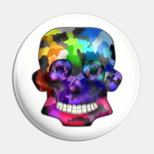 Skull - Rainbow Camo Pin