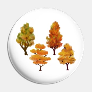 Autumn Trees Hand Painted Pin