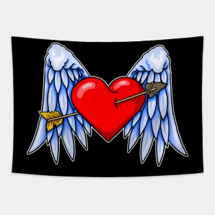 Heart with Wings Tattoo Tapestry