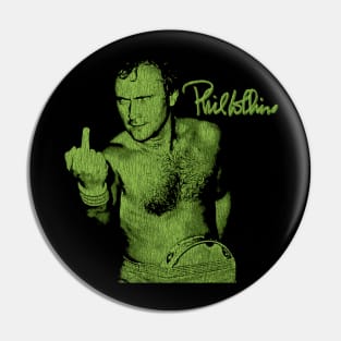 Funny Phil Collins Fan Art Green Pin