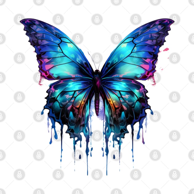 Butterfly Purple Pink Light Blue Wings Watercolor Style Drip by IslandGirl Co.