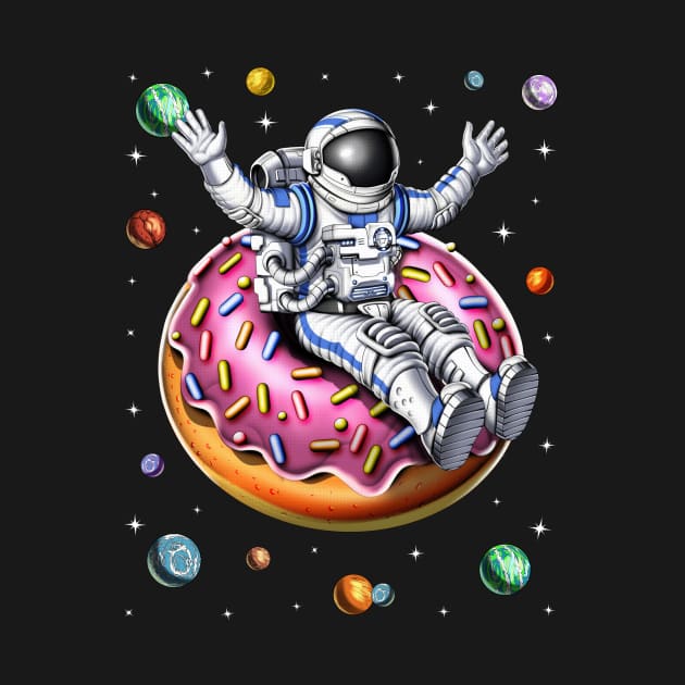 Space Astronaut Riding Donut by underheaven