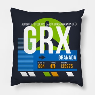 Granada (GRX) Airport // Retro Sunset Baggage Tag Pillow