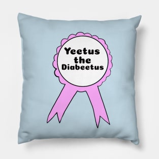 Yeetus the Diabeetus Ribbon - Light Pink Pillow