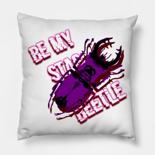 stag beetle popart with text be my stag beetle Pillow