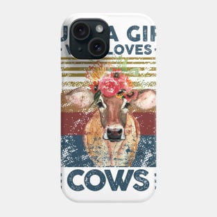 Just A Girl Who Loves Cow. Farmer Vintage Retro Gift Phone Case