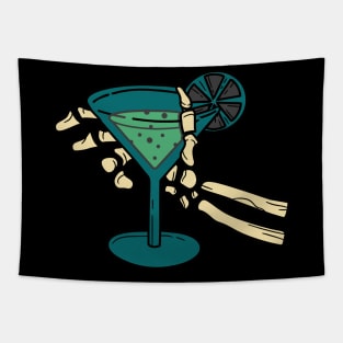 cocktail served to a skeleton hand Tapestry