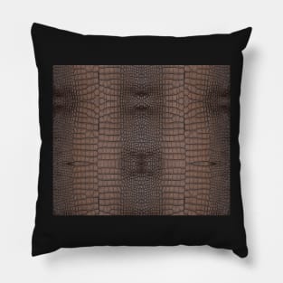 Brown Alligator Leather Skin Pillow