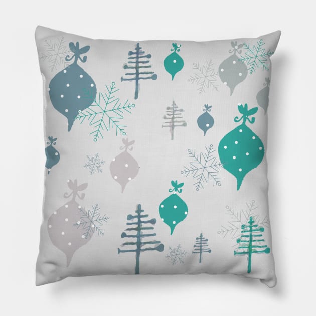 Christmas white ornaments Pillow by bruxamagica