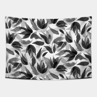 Black and White Watercolor Petals Tapestry