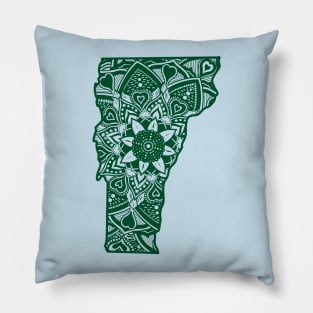 Green Vermont State Gift Mandala Yoga VT Art Pillow