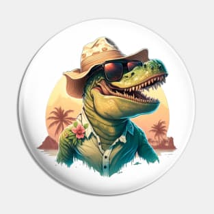 T-Rex in his Tropical Gear - Dinosaurs Need Vacations Too! Pin