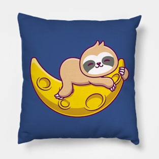 cute sloth sleeping in coffee cup Pillow