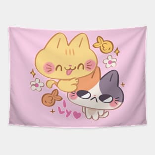 Lovely Kitty Couple Tapestry